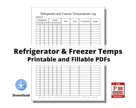 Printable Refrigerator and Freezer Temperatures Log Print and - Etsy