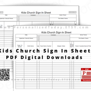 Kids Church Children's Church Sign in Sheet Fillable and Print and ...