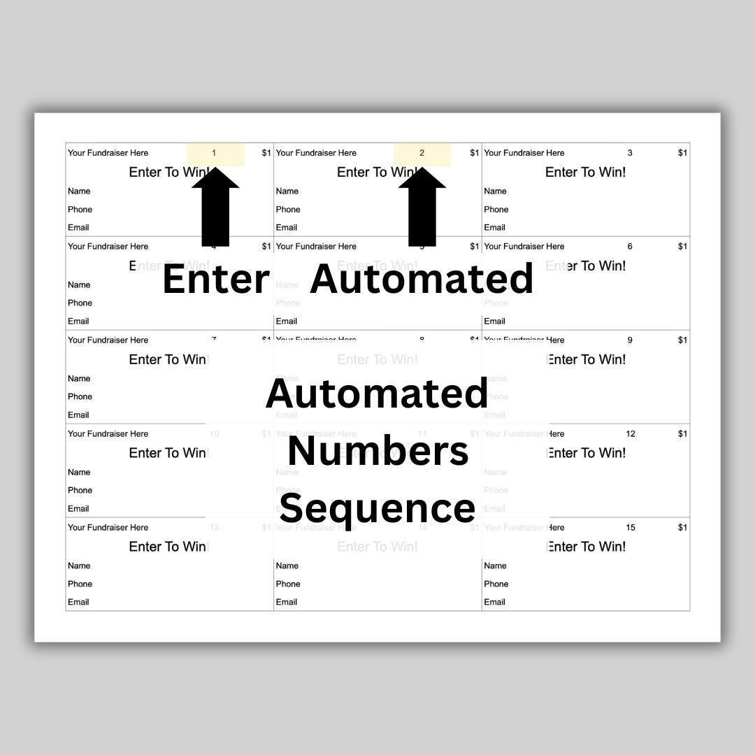 Editable Raffle Ticket Template - Auto Numbering Entry Cards - Google ...