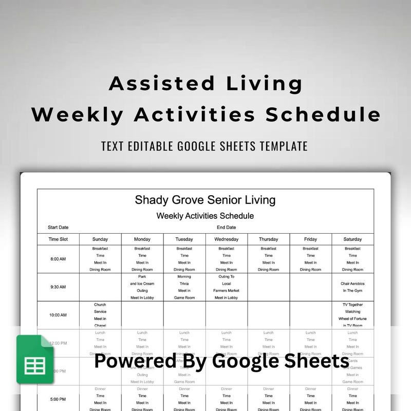 Activity Calendar Template Senior Living - Etsy