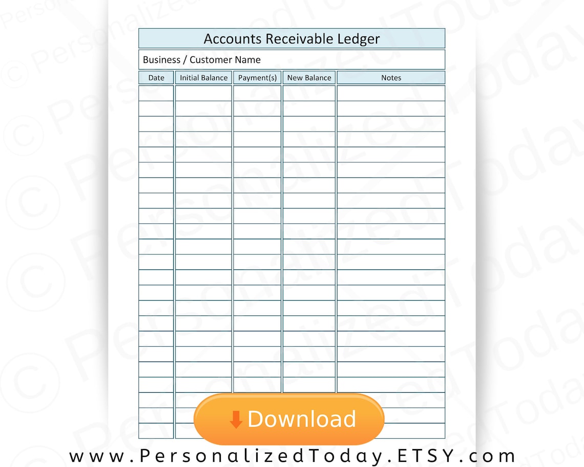 Printable Accounts Receivable Ledger in US Letter Size | Etsy