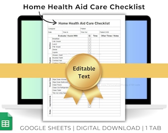 Home Health Aid Residential Care Checklist With Times Caregiver Daily Report Text Editable Google Sheets Template US Letter Size Printable