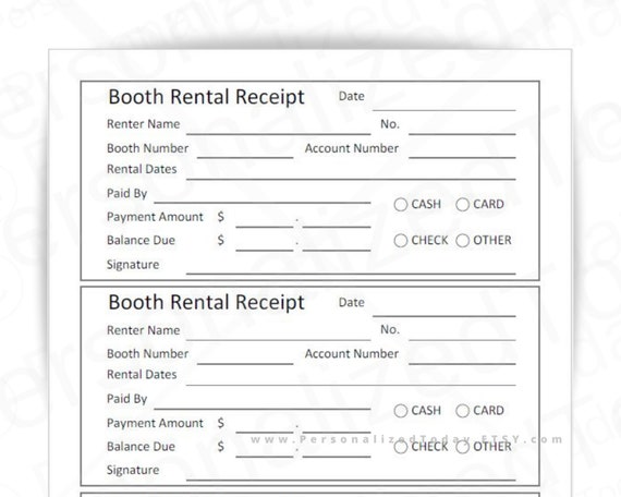 booth rental receipts fillable and print and write pdf digital etsy