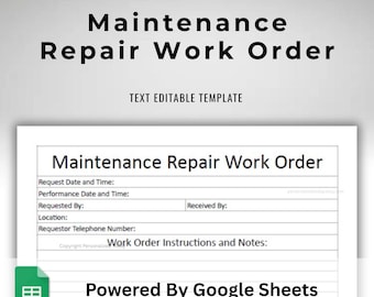 Mechanic Work Order Automotive Invoice Google Sheets Editable ...