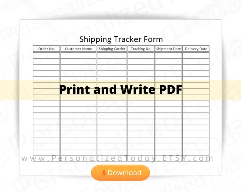 Printable Shipping Log Editable PDF US Letter Size Digital Etsy