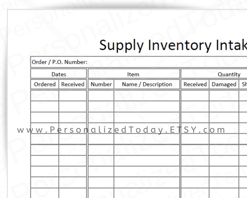 Supply Inventory Shipment Receiving Form Printable Digital Etsy