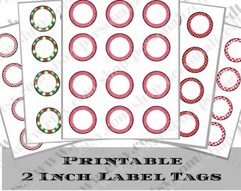 Printable PDFs 2 Inch Circle Round Label Tags Instant Digital Download 1.5 Inch White Circle Inside Write Your Own Labels Jar Gift Cupcake