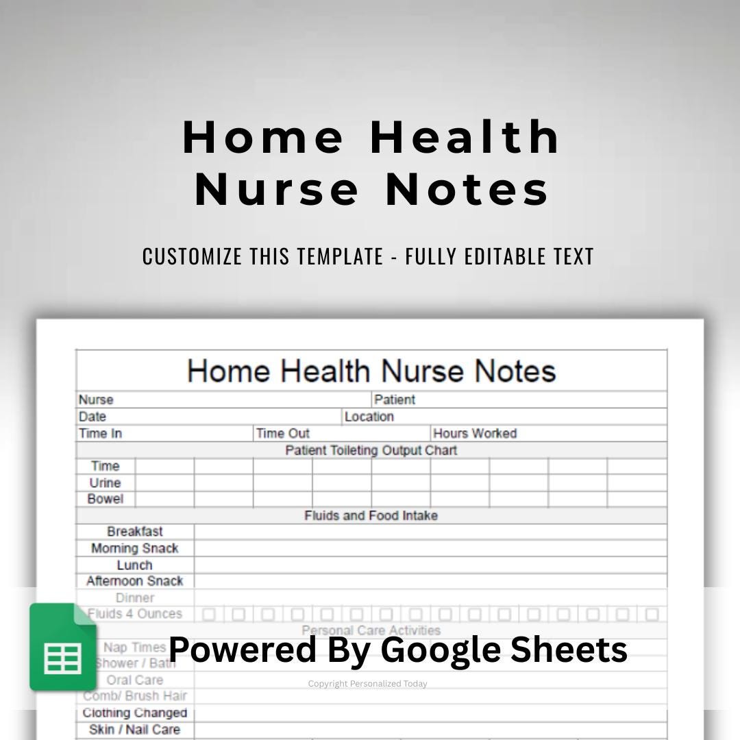 Assisted Living Daily Notes - Home Health Notes Template - ADL ...