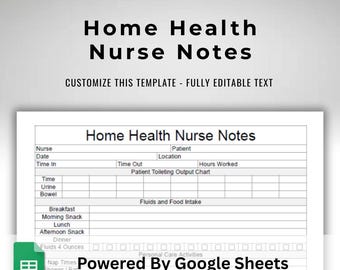 Assisted Living Daily Notes - Home Health Notes Template - ADL Caregiver Notes Form - Text Editable Google Sheets Template - US Letter Size
