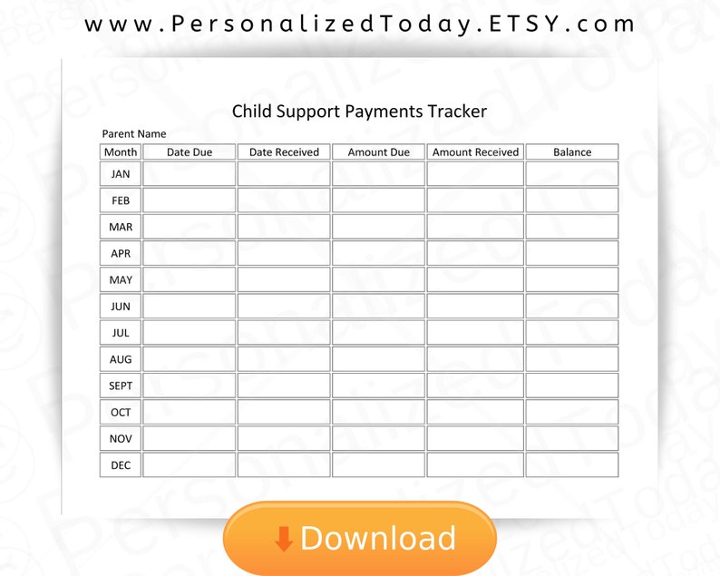 Printable Monthly Child Support Payments Tracker PDF Digital Etsy