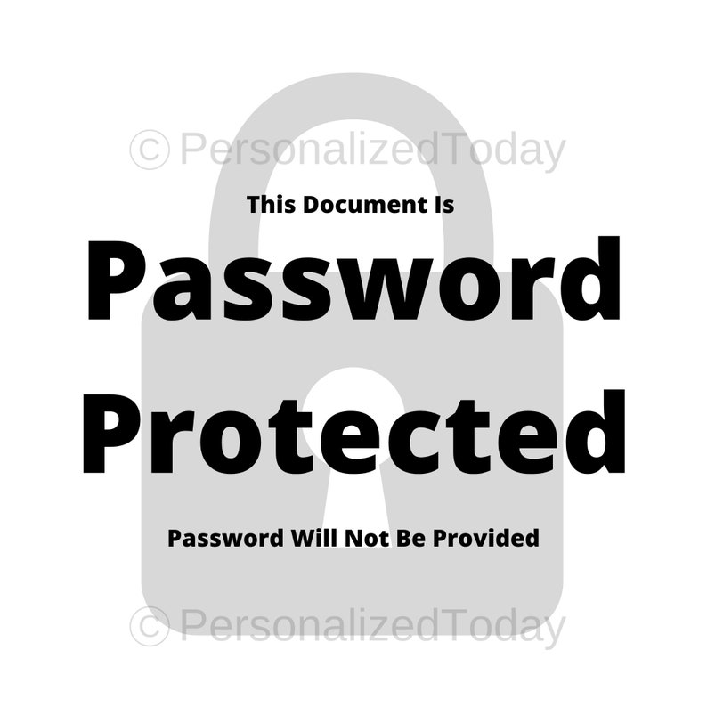 Documents In This Listing Are Password Protected.  Password Will Not Be Provided.