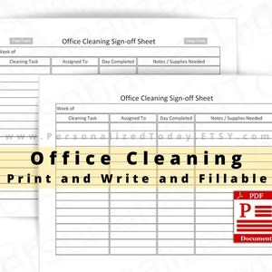 Downloadable Office Cleaning Signup Fillable and Print and | Etsy