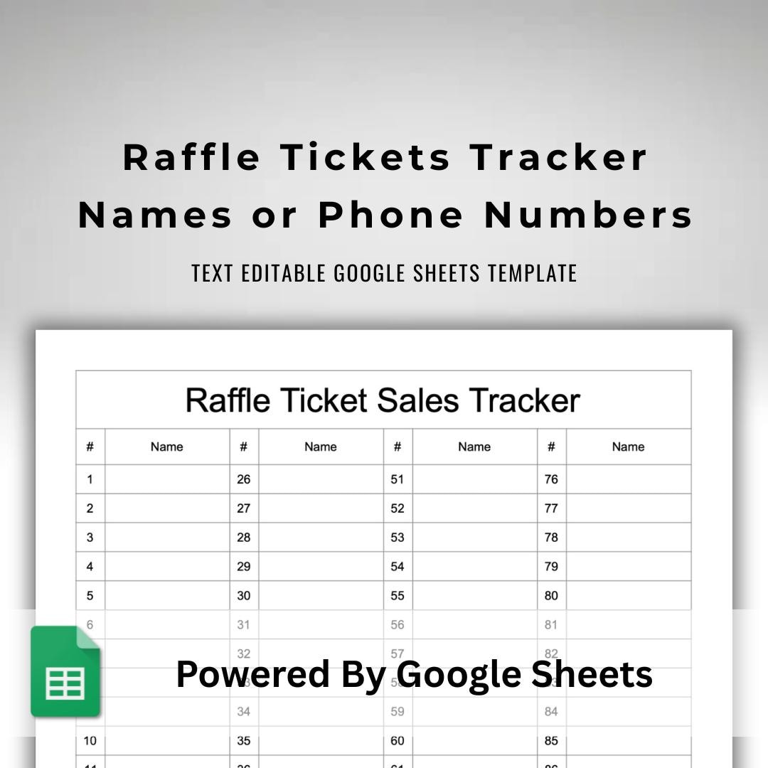 Raffle Ticket Sales Tracker - 1-1000 Numbered List - Google Sheets ...