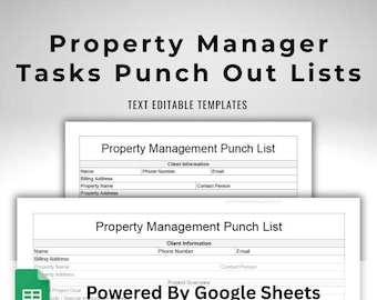Property Manager Punch Out List - Google Sheets Template - Editable Apartment Maintenance Snag List - Download Printable in US Letter Size
