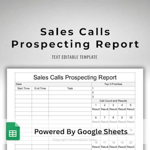 Cold Calls Report -  Sales Calls Tracker - Sales Prospecting Call Sheet - Text Editable Google Sheets Template - US Letter Size Download