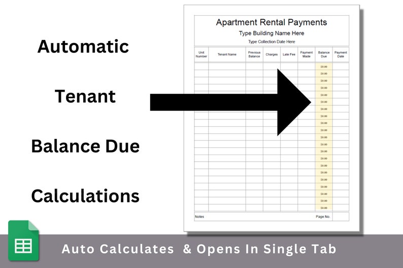 Multi Unit Apartment Rental Payments Tracking Sheet Google Etsy