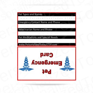 Printable Medical Alert and Pet ID Cards Set of 2 for You and - Etsy