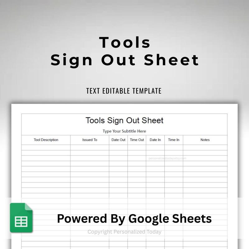Inventory Sign Out Sheet Template - Etsy