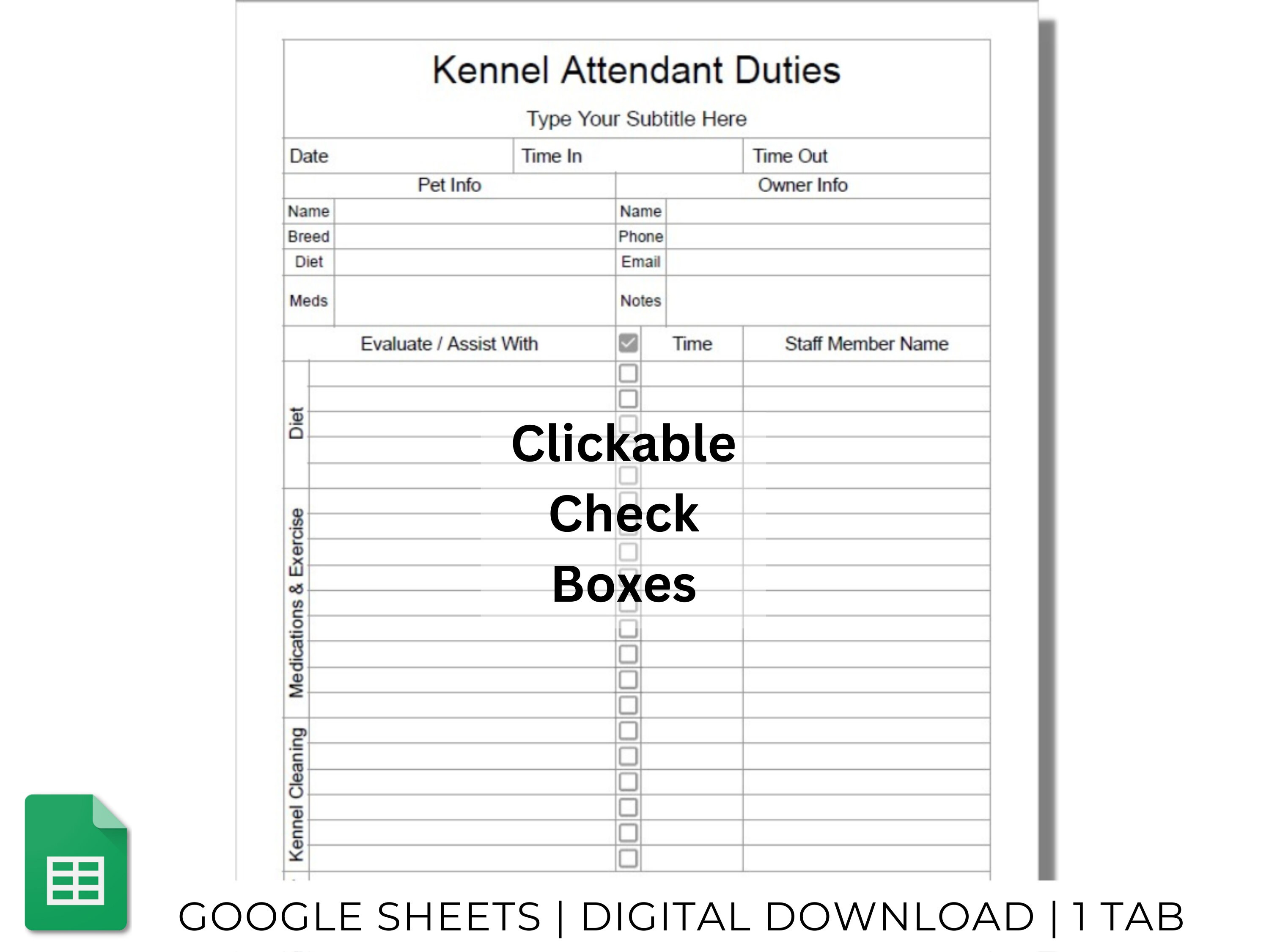 Kennel Attendant Duties Dog Daycare Planner Animal Care and Dog