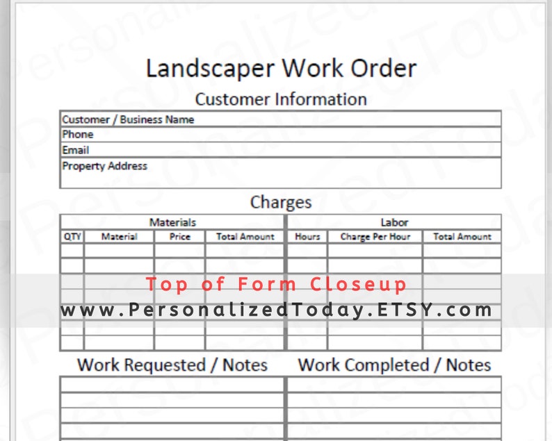 Free Landscaping Work Order Template Free Landscaping Work Order Template