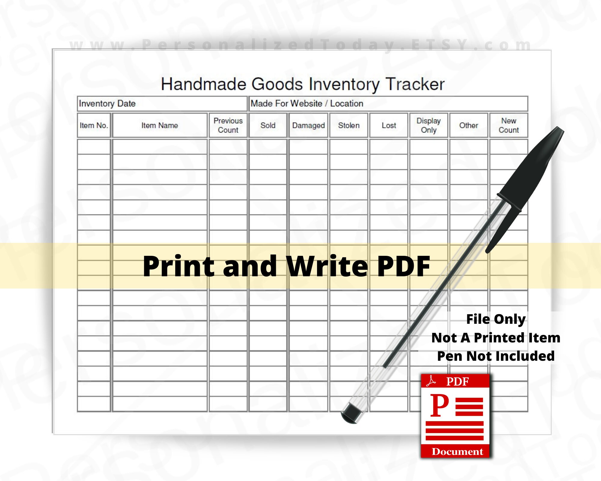 PDF Supply Inventory Sheet Printable Only and Text Input - Etsy UK
