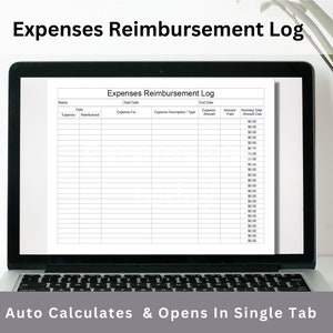 Google Sheets Expenses Reimbursement Spreadsheet Template  - Simple Business Spending and Repayment Report - US Letter Size Printable