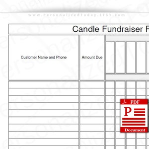 Candle Fundraiser Form Fillable and Print and Write PDF Files | Etsy