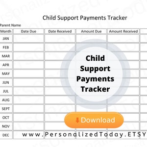 Printable Monthly Child Support Payments Tracker PDF Digital | Etsy