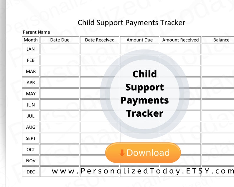Printable Monthly Child Support Payments Tracker PDF Digital Etsy