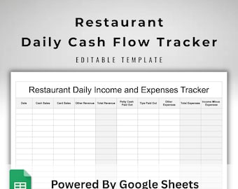Restaurant Daily Income & Expenses Tracker - Google Sheets Template - Small Business Profitability Spreadsheet - Minimalist Restaurant Log