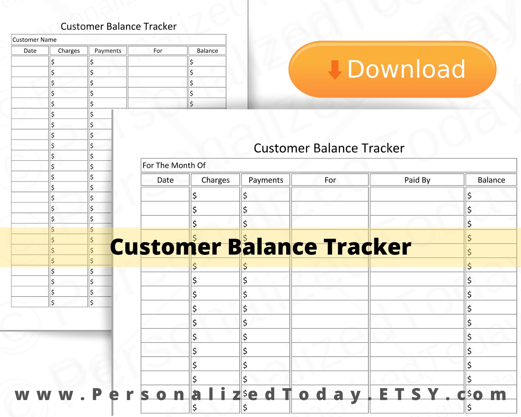 Printable Customer Balance Tracker Small Business Finance Log Etsy UK