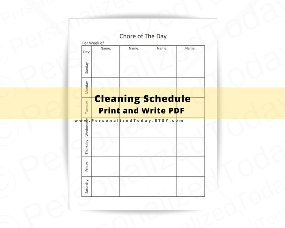 Daily Cleaning Printable PDF Files Instant Download 5 Formats | Etsy
