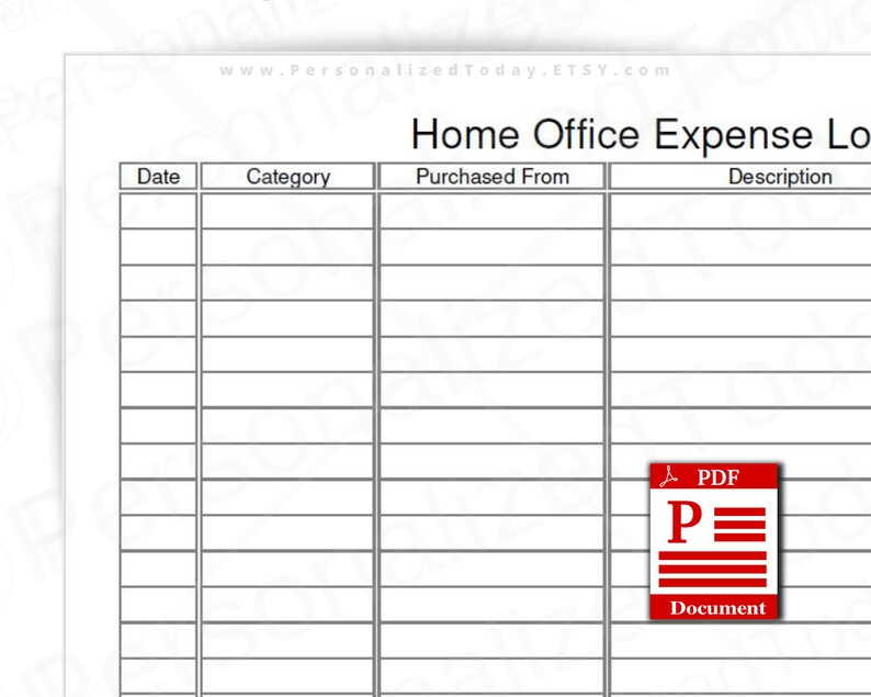 Home Office Expenses Tracker Fillable and Print and Write PDF Etsy