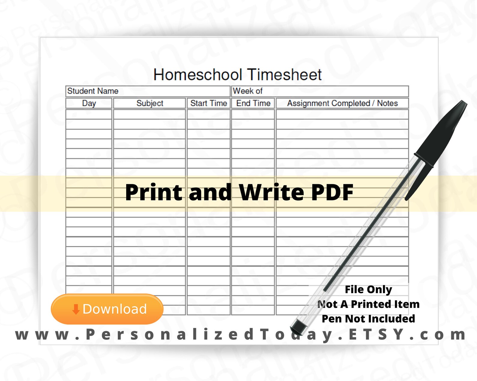 Homeschool Daily Log Fillable and Print and Write PDF Files US | Etsy