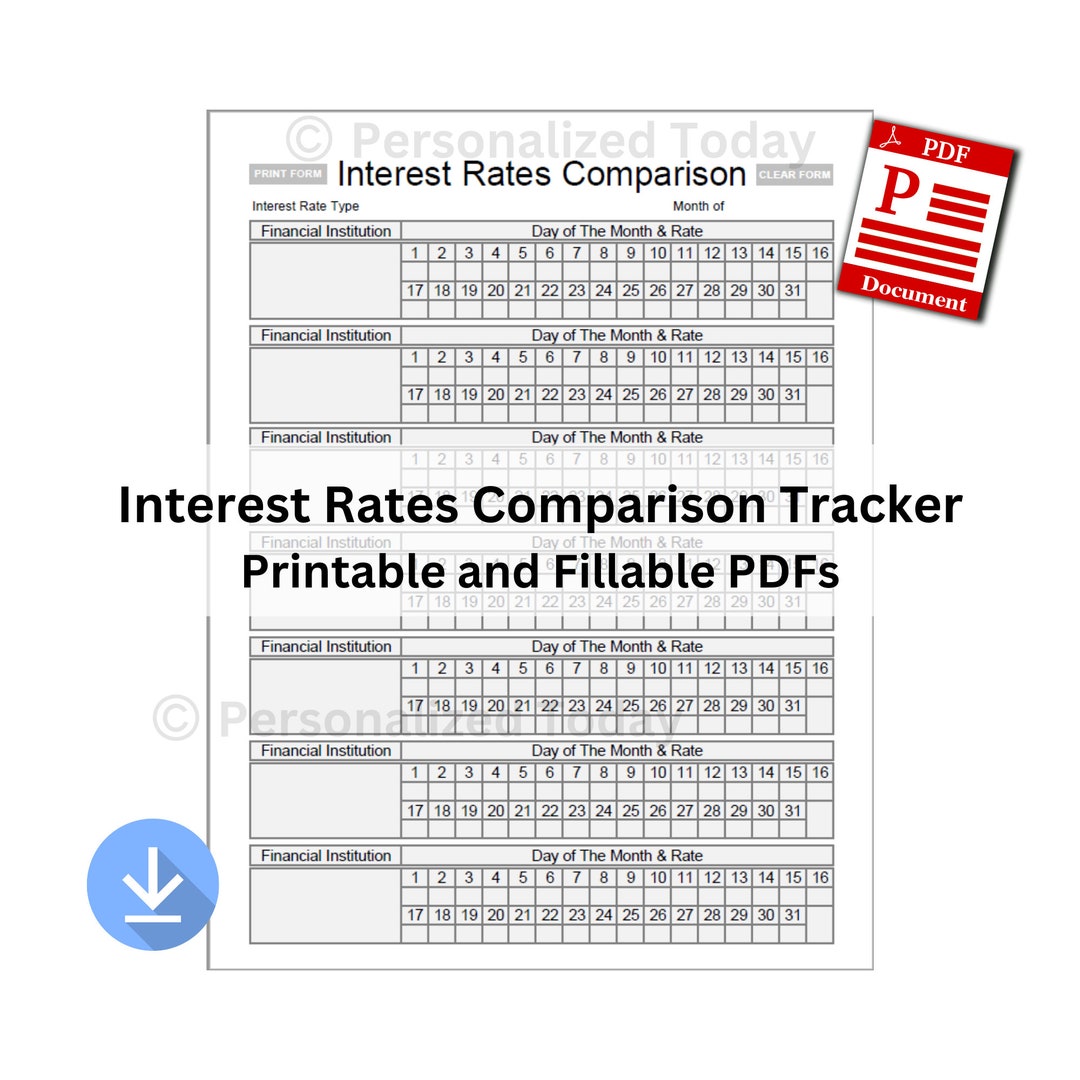 PDF Interest Rates Comparison Tracker Printable and Fillable - Etsy