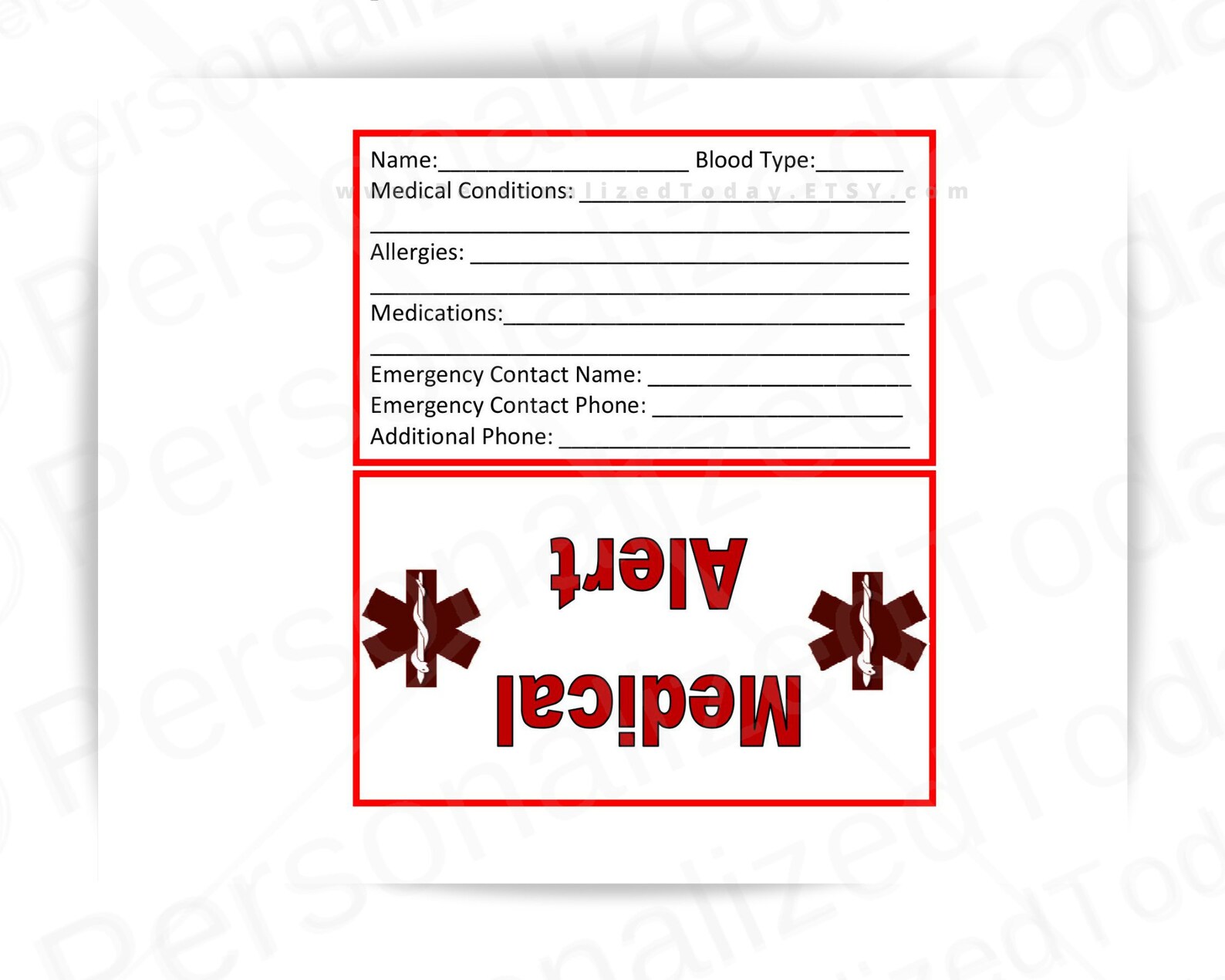Printable Medical Alert and Pet ID Cards Set of 2 for You and | Etsy