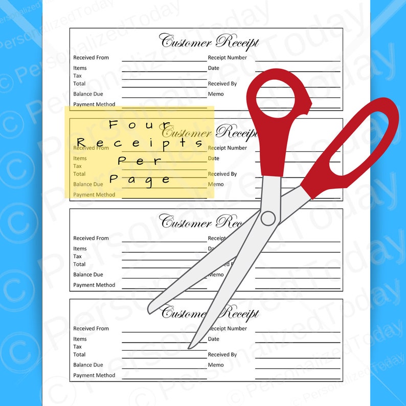 printable cash receipt for diy receipt book download and print etsy
