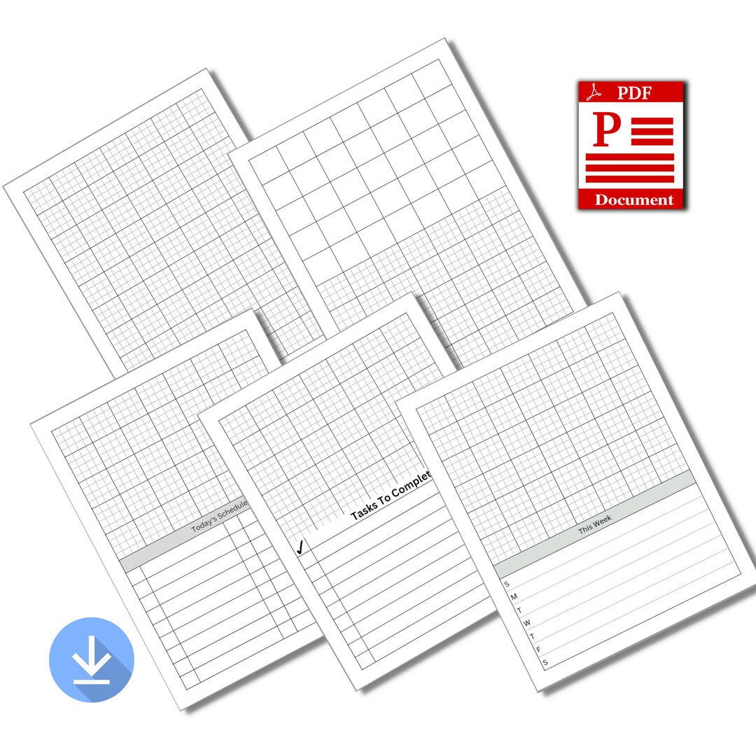 Printable Only 5 PDF Set Grids and Lists Digital Paper Pack - Etsy