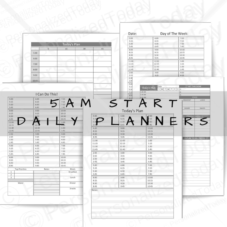 Digital Download PDF 5 AM Start Weekly Printable Schedule - Etsy