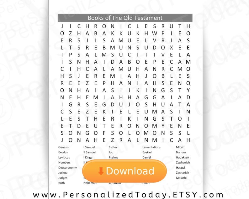 old testament books of the bible word search puzzle printable etsy