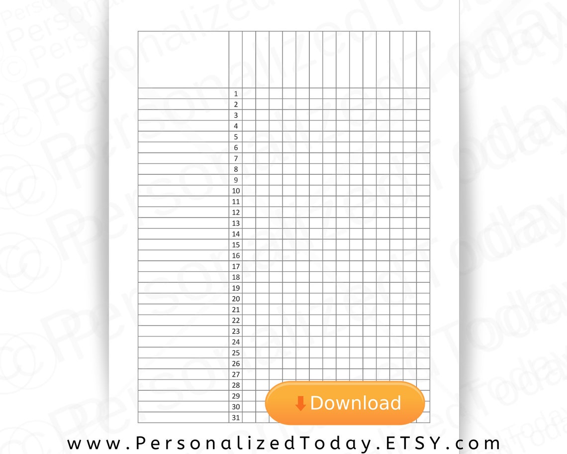 Empty Blank Square Grids Monthly Tracker US Letter Size | Etsy