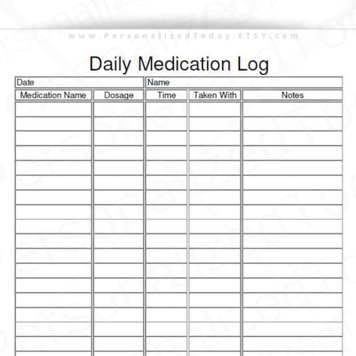 Daily Medication Tracker Fillable and Printable PDF Digital - Etsy