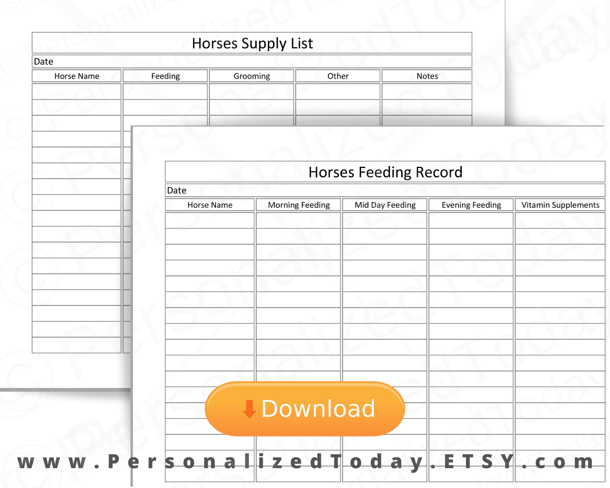 print and write pdf equine supply and feed worksheet digital etsy canada