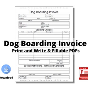 Caregiver Invoice Print and Write and Fillable PDF Digital Downloads US Letter Sizes