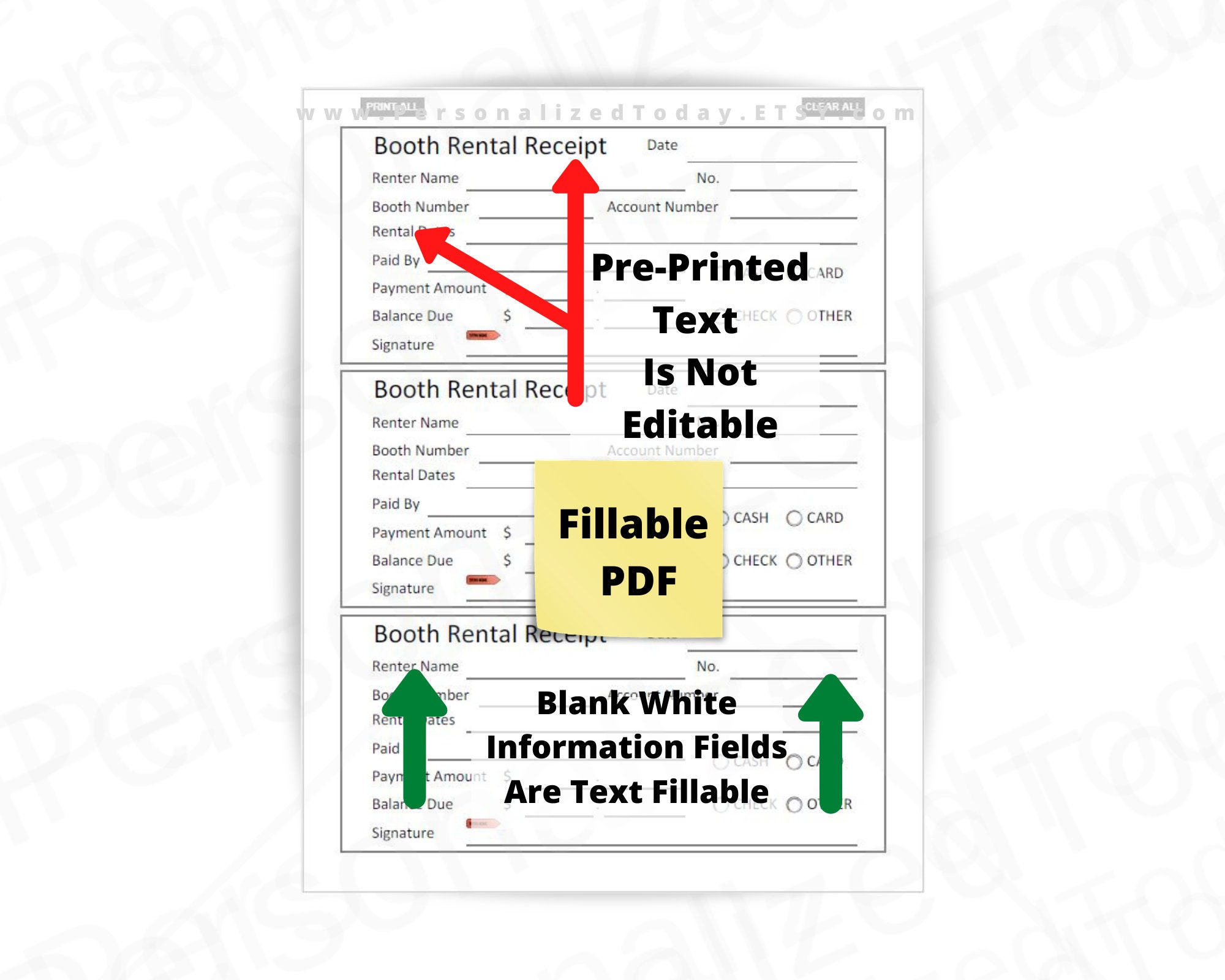 Booth Rental Receipts Fillable and Print and Write PDF Digital - Etsy ...
