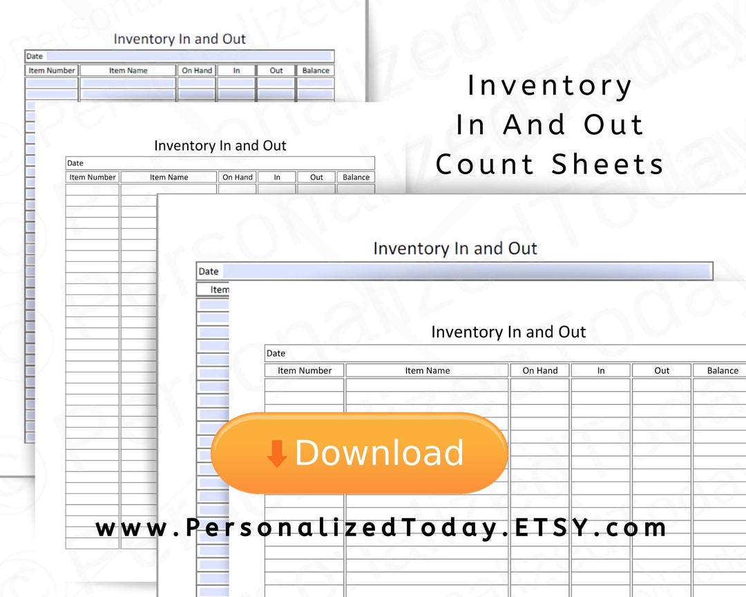 Printable Inventory in and Out Form PDF Digital Download US - Etsy