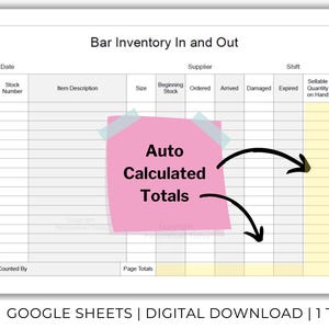 Bar Inventory Tracker - Alcohol Stock Management Google Sheets Template ...