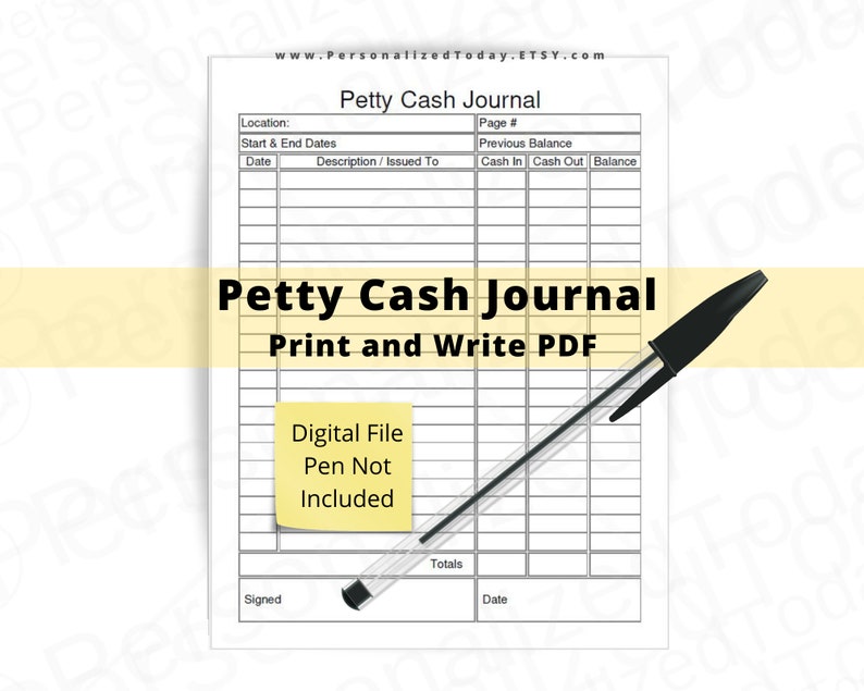 Petty Cash Ledger Printable and Fillable PDF Downloads US Letter Size ...