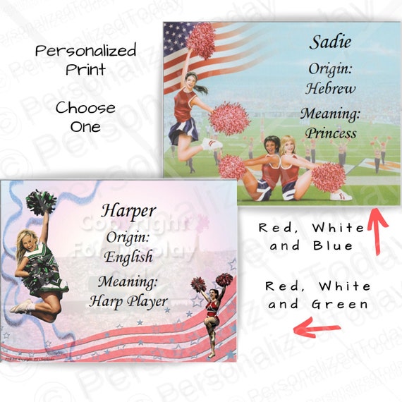 Cheerleading Print Out Meaning Of The Name Personalized Etsy