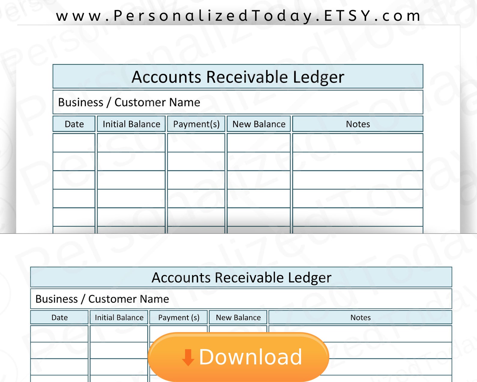 Printable Accounts Receivable Ledger In US Letter Size | Etsy